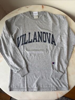 Champion Grey Villanova Logo Long Sleeve Tee